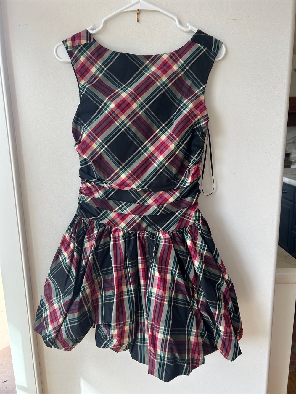 J. Crew ruched bubble-hem dress in Stewart tartan. Women’s 2